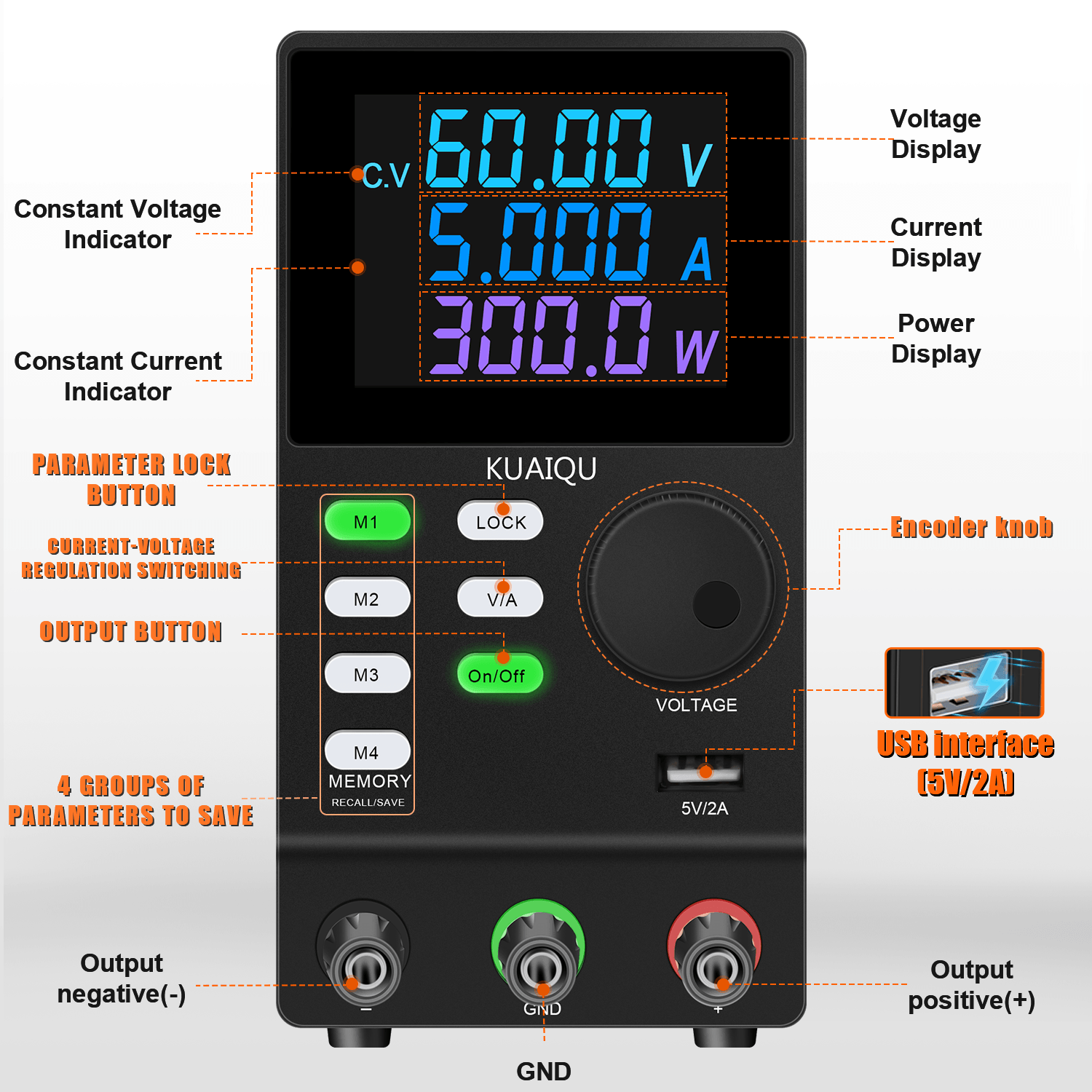 KUAIQU SPPS605D-232 300W Adjus - Programmable Dc Power Supply 60V 5A ulasan dan harga
